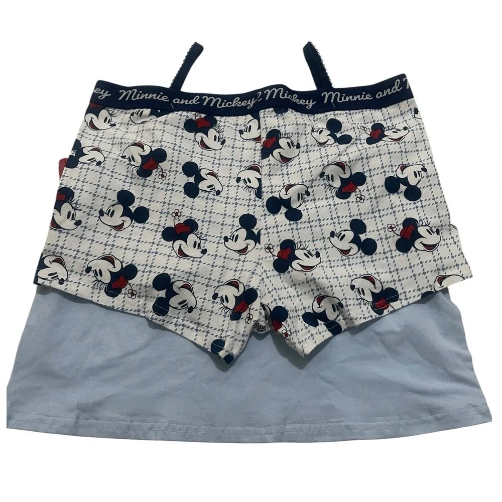Disney Minnie & Mickey Mouse Pajama Set Women's Blue Cami Top‎ Boxer Shorts L